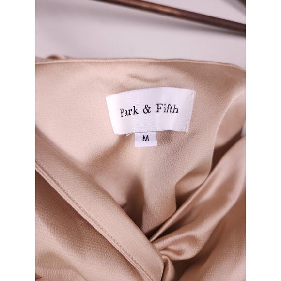Park & Fifth Satin Slip Dress Size M Champagne Twist Front Midi Dress Bridesmaid - Picture 2 of 12